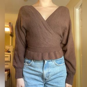 Lulus Brown wrap sweater